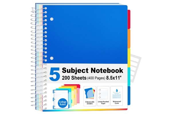 5 Subject Notebook